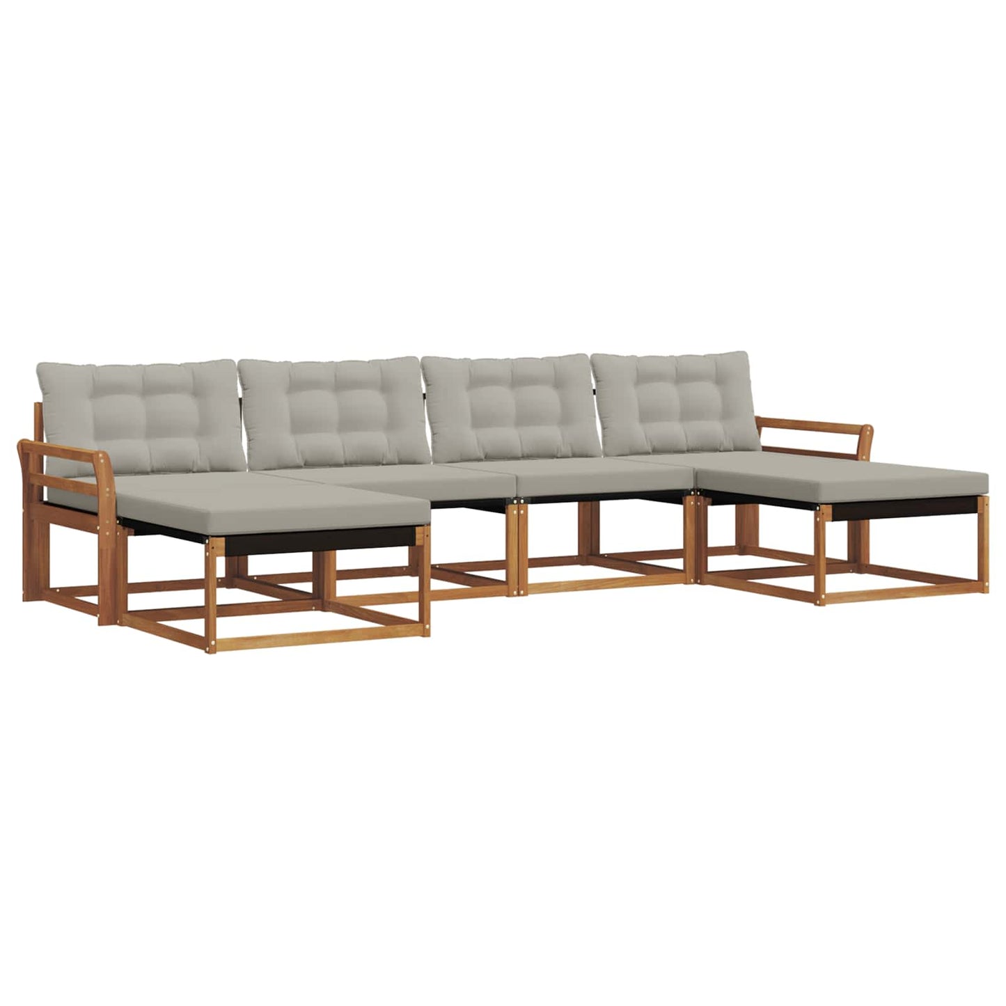 Set di divani da esterno 6 pcs Grigio Naturale e Chiaro