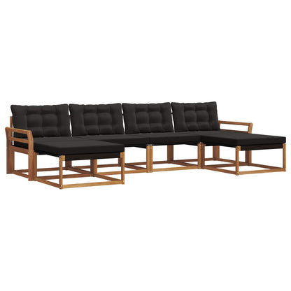 Set di divani da esterno con cuscino 6 pcs Naturale e Nero | homemem39