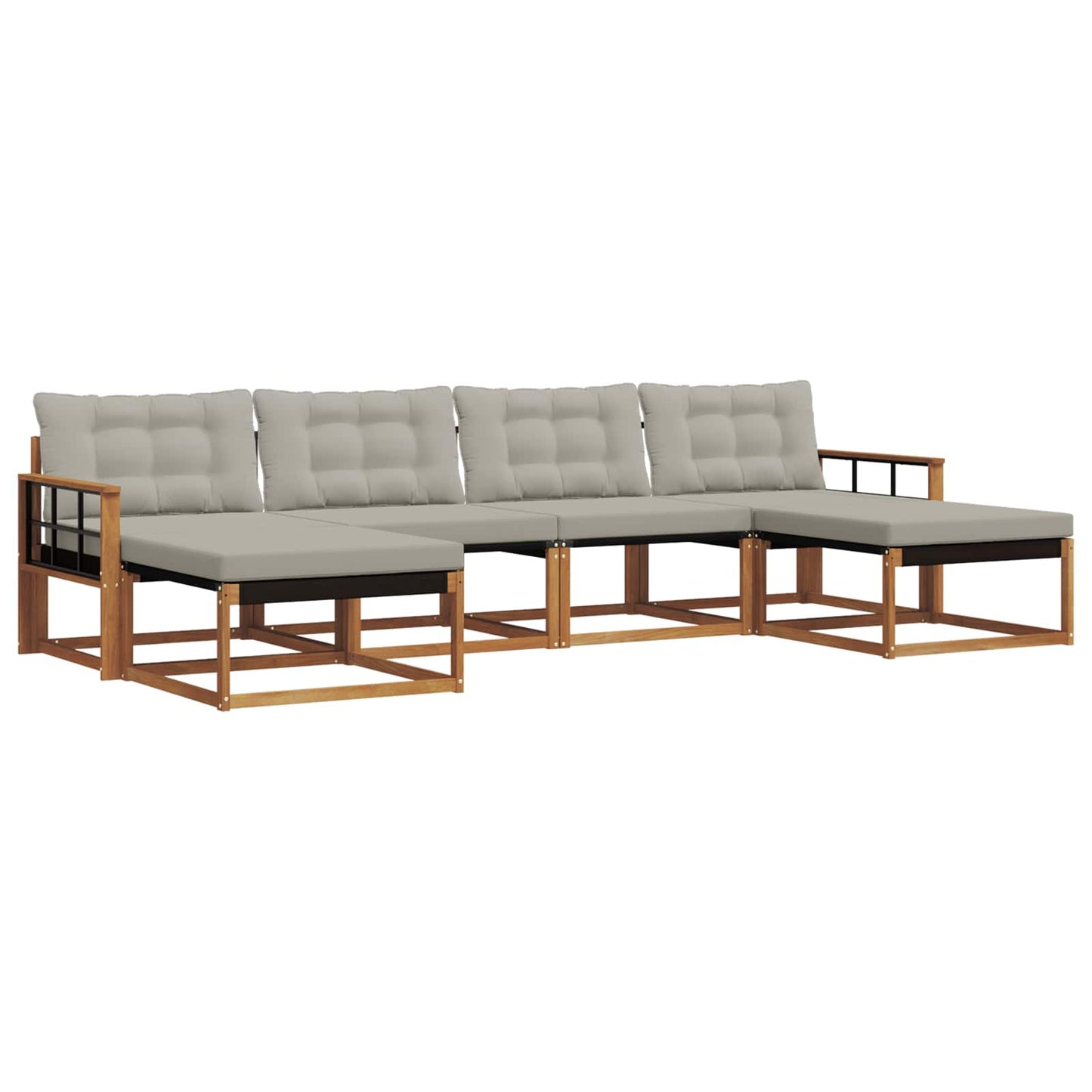Set di divani da esterno 6 pcs Grigio Naturale e Chiaro