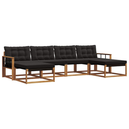 Set di divani da esterno con cuscino 6 pcs Naturale e Nero