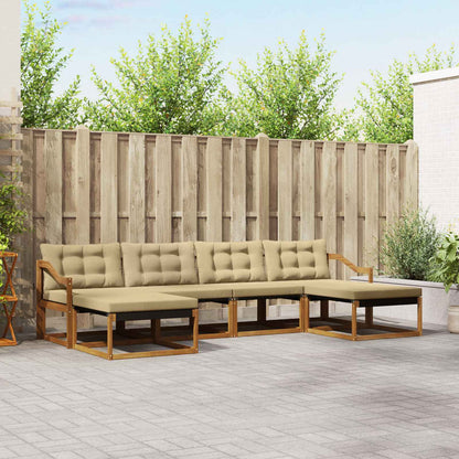 Set di divani da esterno con cuscino 6 pcs Naturale e Beige