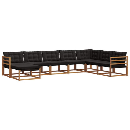 Set di divani da esterno con cuscino 8 pcs Naturale e Nero