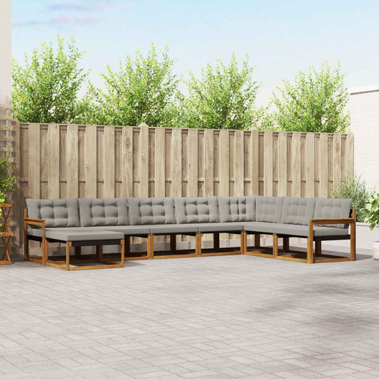Set di divani da esterno 8 pcs Grigio Naturale e Chiaro | homemem39