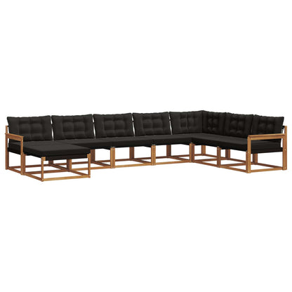 Set di divani da esterno con cuscino 8 pcs Naturale e Nero