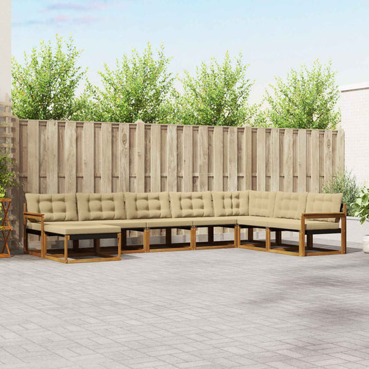 Set di divani da esterno con cuscino 8 pcs Naturale e Beige | homemem39