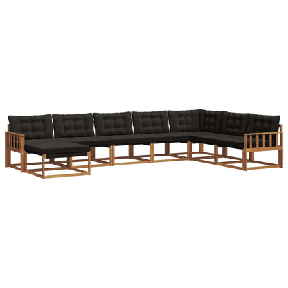 Set di divani da esterno con cuscino 8 pcs Naturale e Nero | homemem39