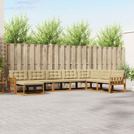 Set di divani da esterno con cuscino 8 pcs Naturale e Beige | homemem39