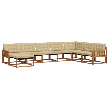 Set di divani da esterno con cuscino 8 pcs Naturale e Beige | homemem39