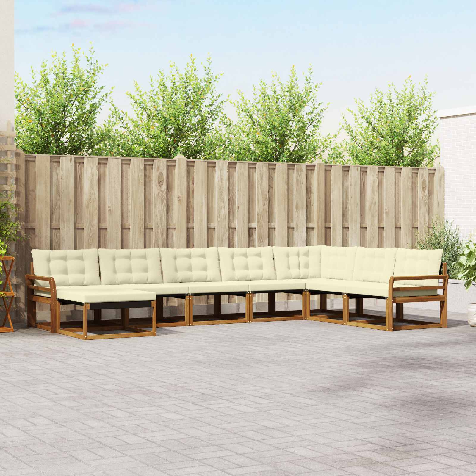 Set di divani da esterno con cuscino 8 pcs Naturale e Crema | homemem39
