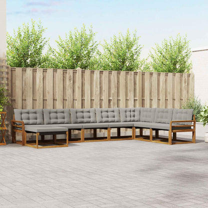 Set di divani da esterno 8 pcs Grigio Naturale e Chiaro | homemem39