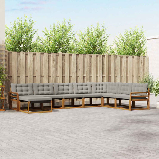 Set di divani da esterno 8 pcs Grigio Naturale e Chiaro | homemem39