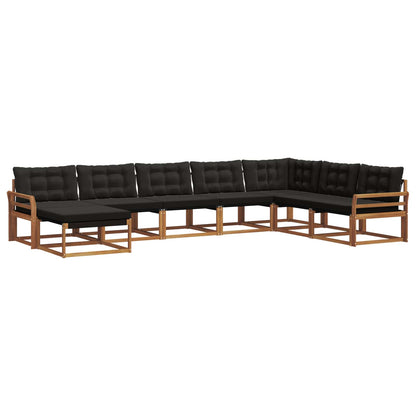 Set di divani da esterno con cuscino 8 pcs Naturale e Nero | homemem39
