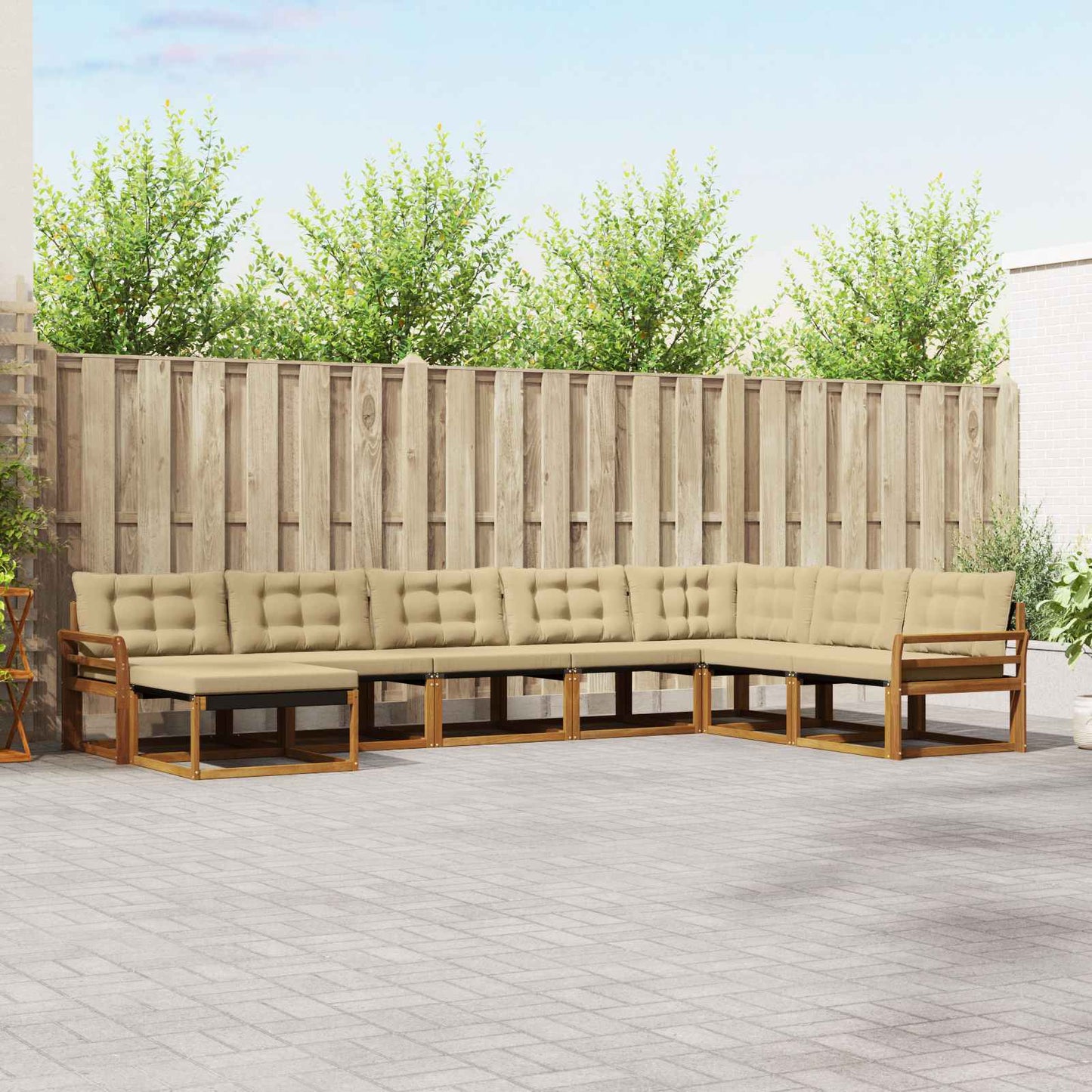 Set di divani da esterno con cuscino 8 pcs Naturale e Beige | homemem39