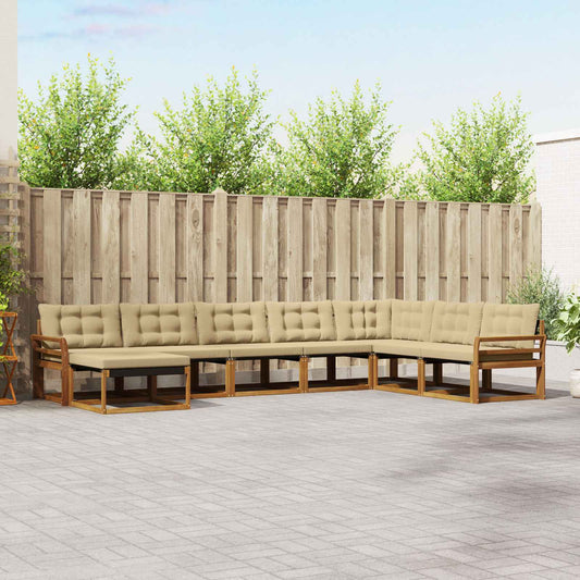Set di divani da esterno con cuscino 8 pcs Naturale e Beige | homemem39
