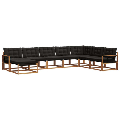 Set di divani da esterno con cuscino 8 pcs Naturale e Nero | homemem39