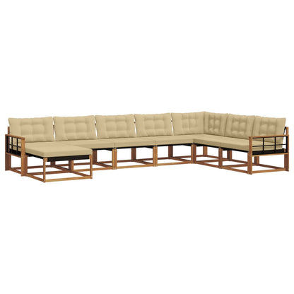 Set di divani da esterno con cuscino 8 pcs Naturale e Beige