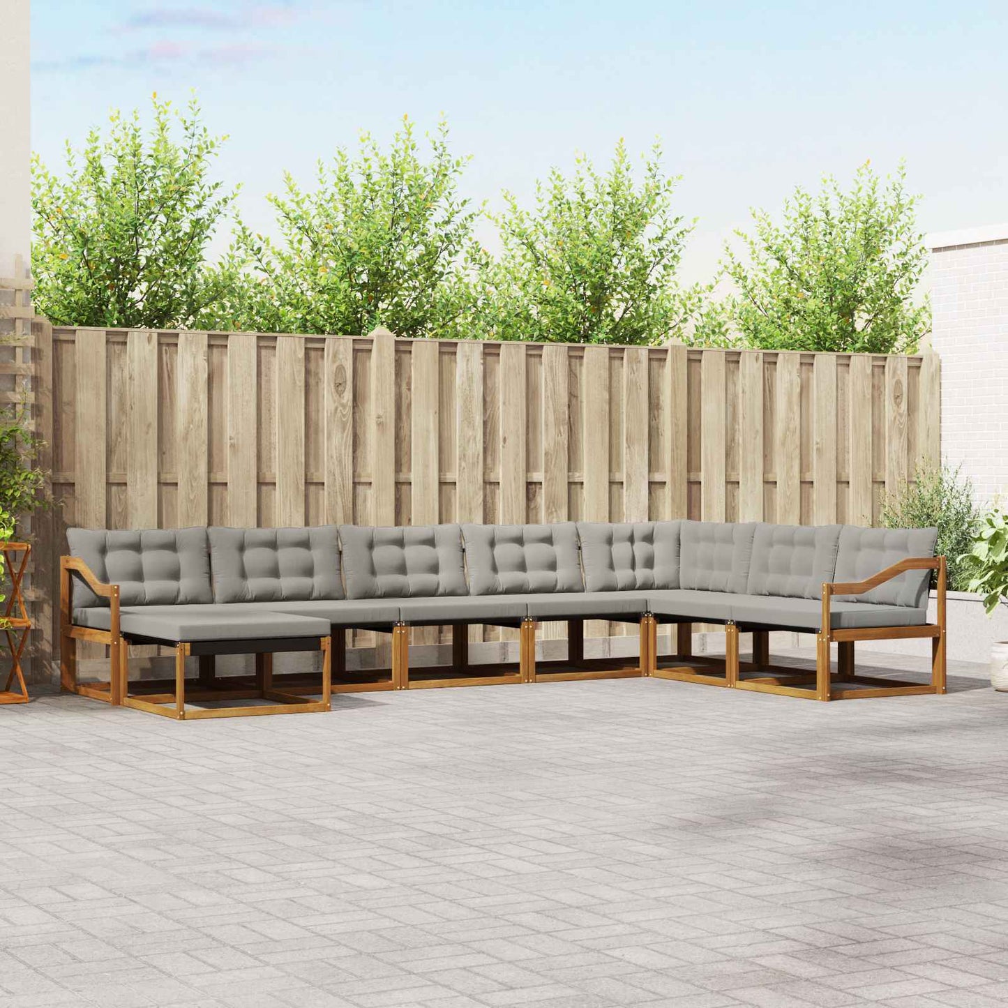 Set di divani da esterno 8 pcs Grigio Naturale e Chiaro | homemem39