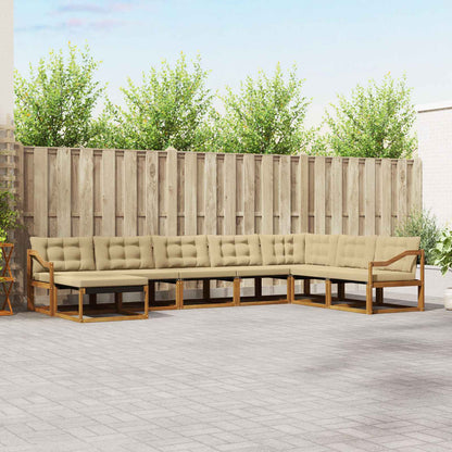 Set di divani da esterno con cuscino 8 pcs Naturale e Beige