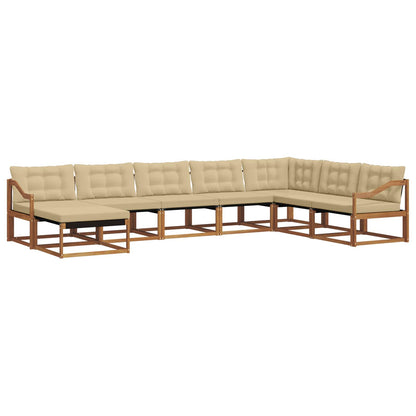 Set di divani da esterno con cuscino 8 pcs Naturale e Beige