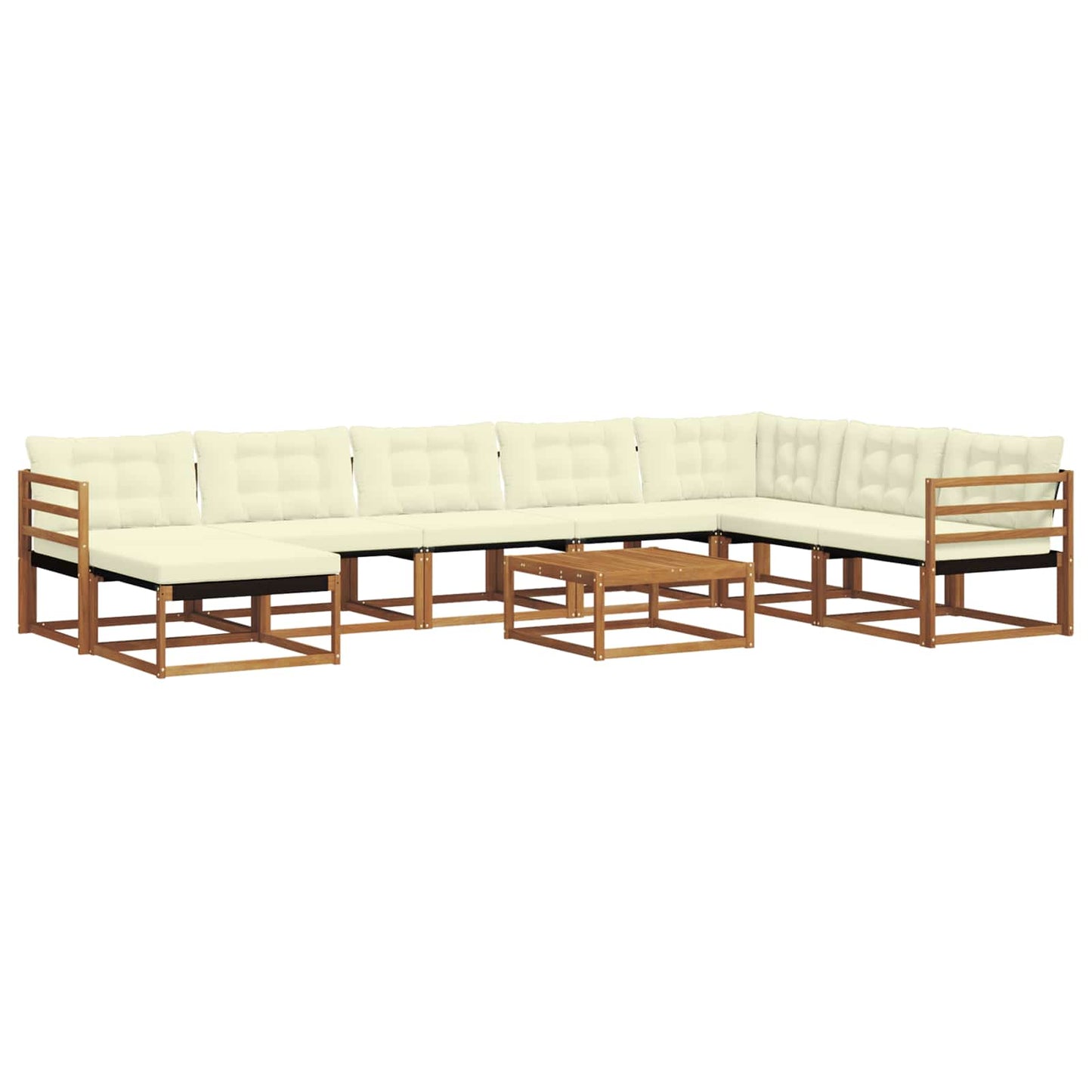 Set di divani da esterno con cuscino 9 pcs Naturale e Crema | homemem39