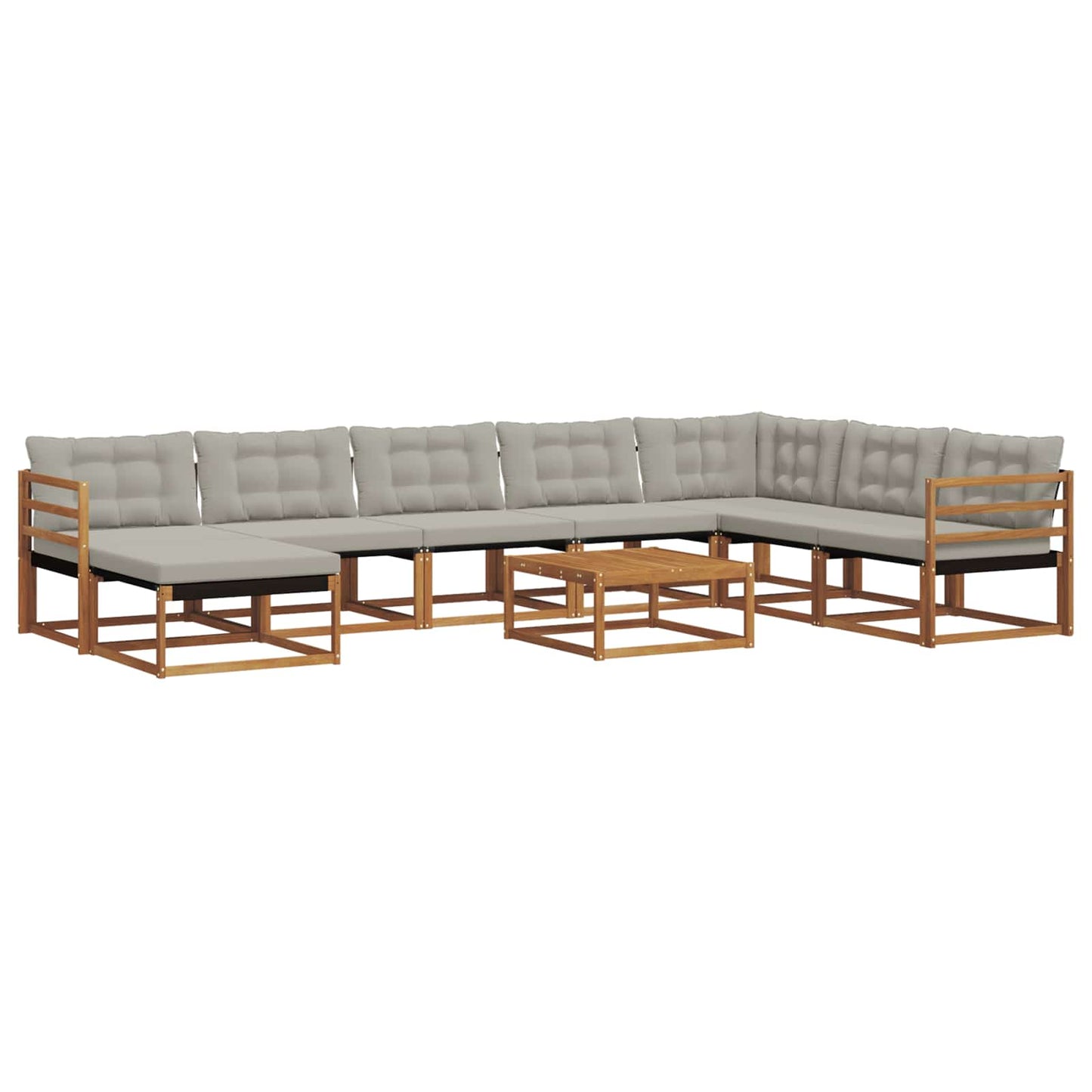 Set di divani da esterno 9 pcs Grigio Naturale e Chiaro | homemem39