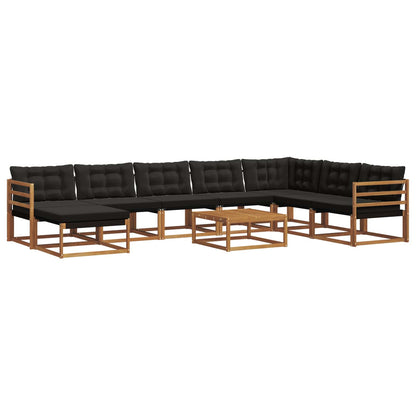 Set di divani da esterno con cuscino 9 pcs Naturale e Nero | homemem39