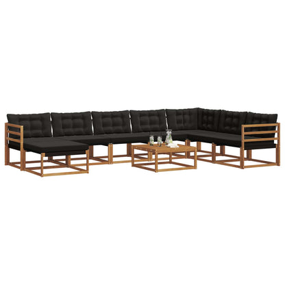 Set di divani da esterno con cuscino 9 pcs Naturale e Nero