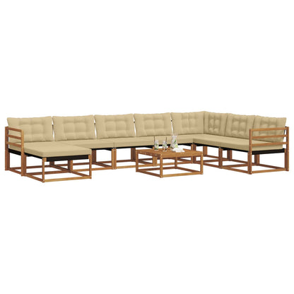 Set di divani da esterno con cuscino 9 pcs Naturale e Beige | homemem39
