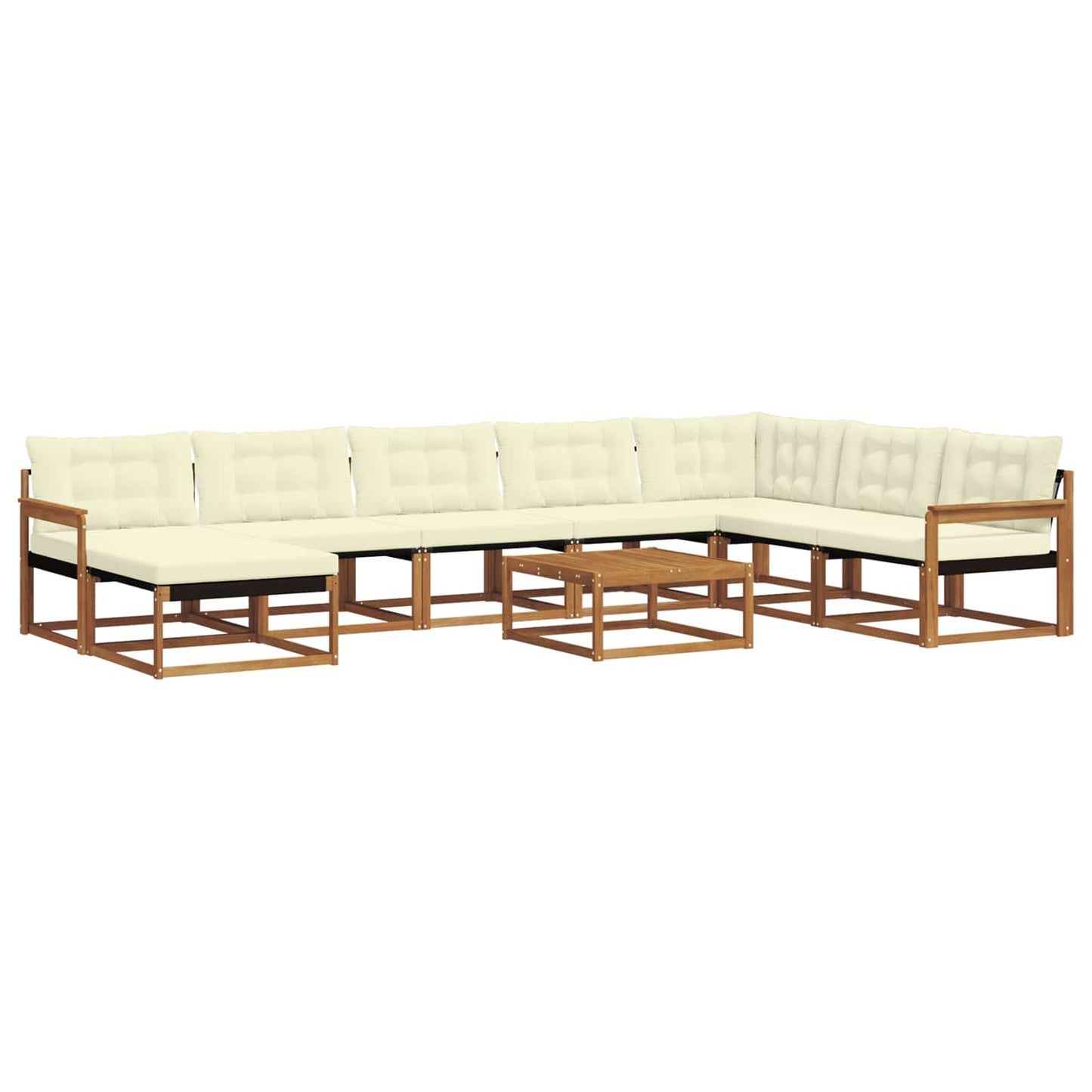 Set di divani da esterno con cuscino 9 pcs Naturale e Crema | homemem39