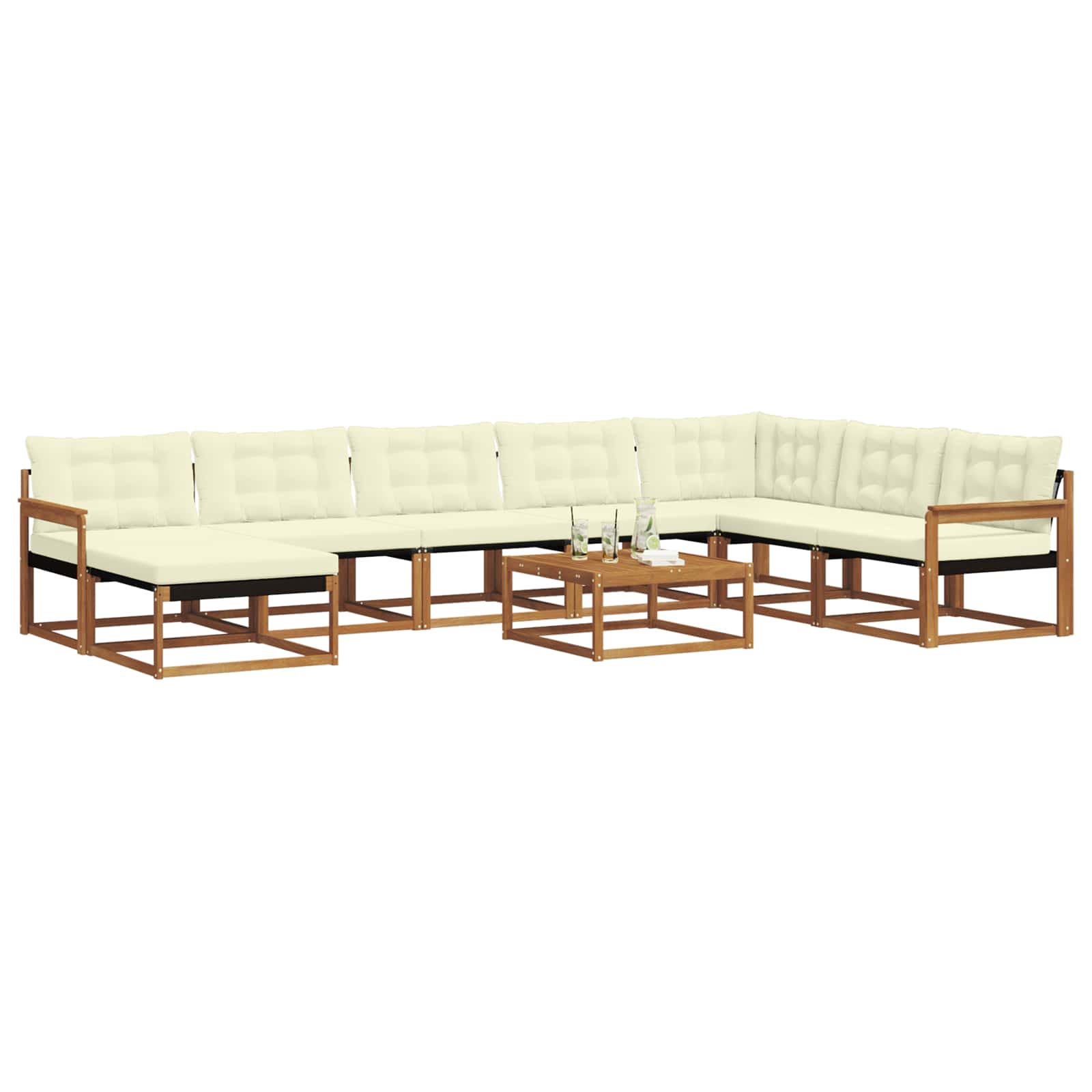 Set di divani da esterno con cuscino 9 pcs Naturale e Crema | homemem39