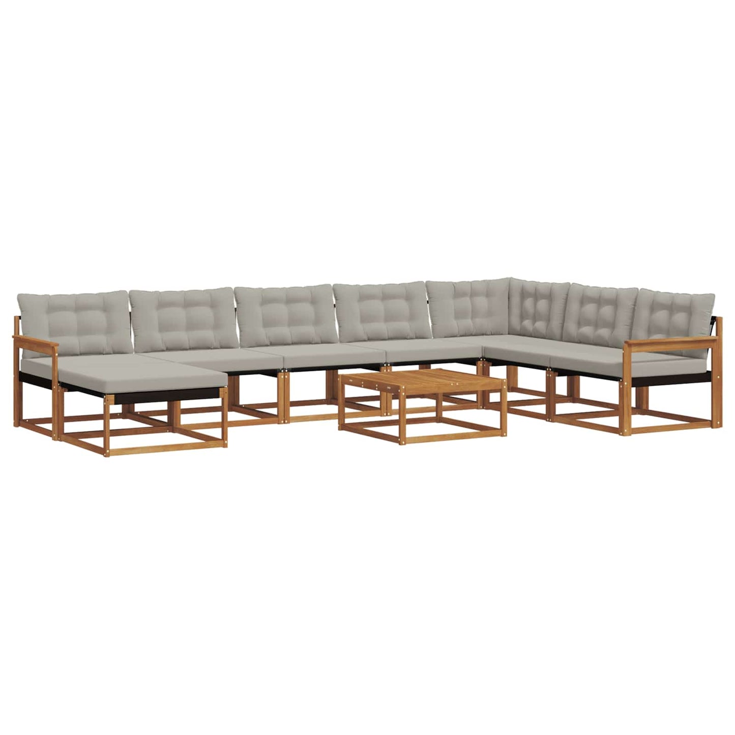 Set di divani da esterno 9 pcs Grigio Naturale e Chiaro