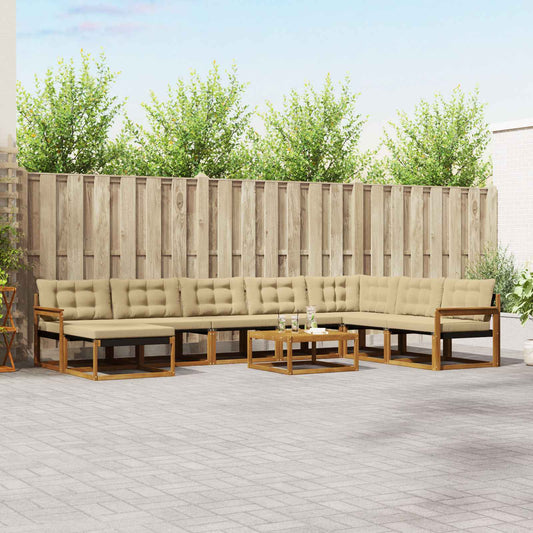 Set di divani da esterno con cuscino 9 pcs Naturale e Beige | homemem39