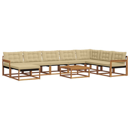 Set di divani da esterno con cuscino 9 pcs Naturale e Beige | homemem39