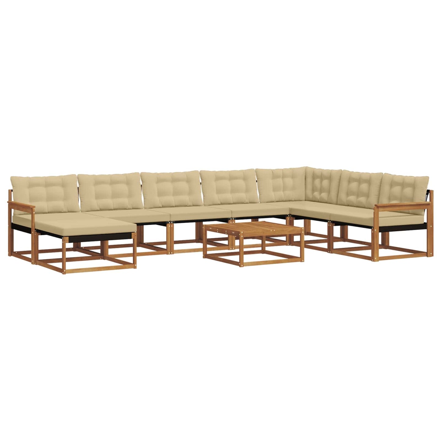 Set di divani da esterno con cuscino 9 pcs Naturale e Beige