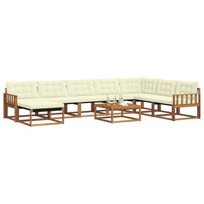 Set di divani da esterno con cuscino 9 pcs Naturale e Crema | homemem39