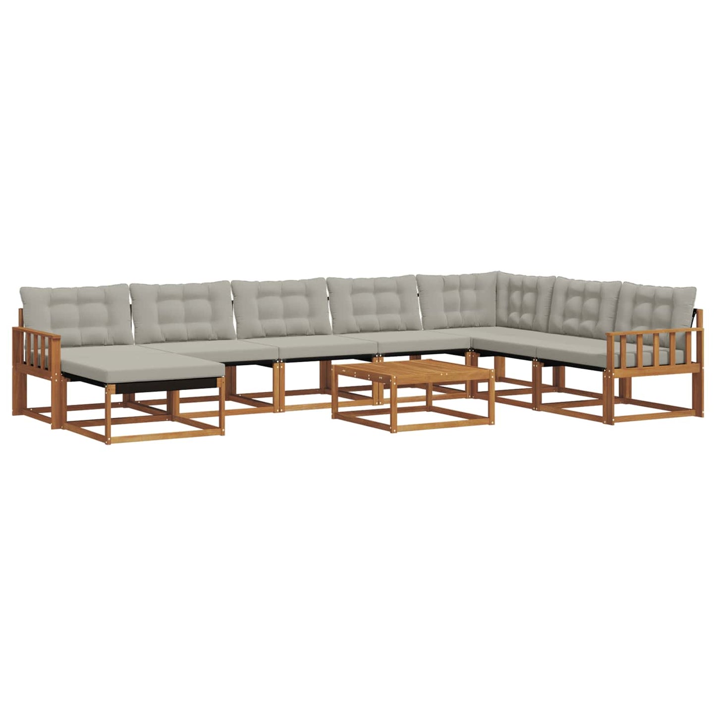 Set di divani da esterno 9 pcs Grigio Naturale e Chiaro | homemem39