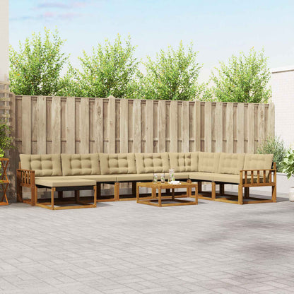 Set di divani da esterno con cuscino 9 pcs Naturale e Beige