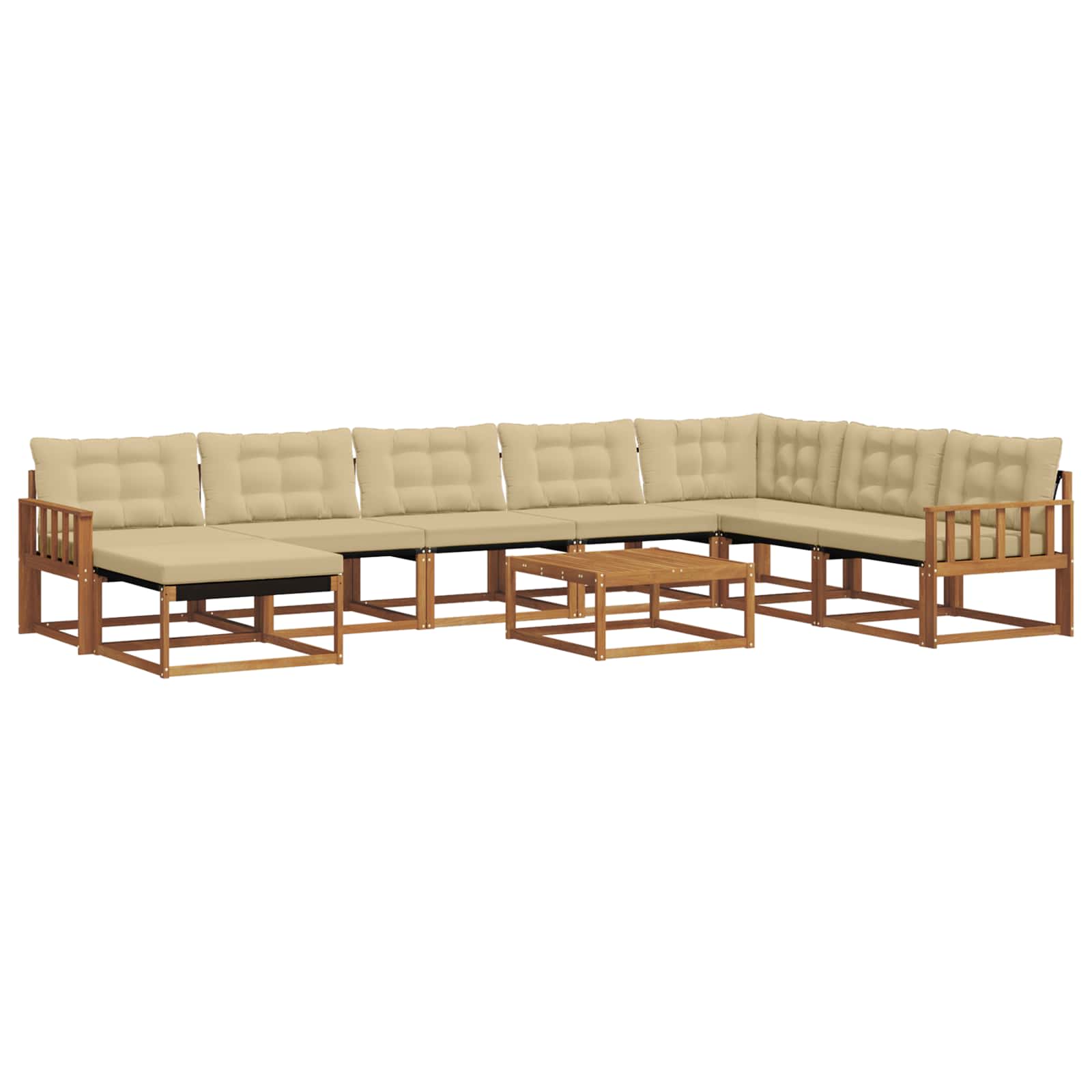 Set di divani da esterno con cuscino 9 pcs Naturale e Beige | homemem39