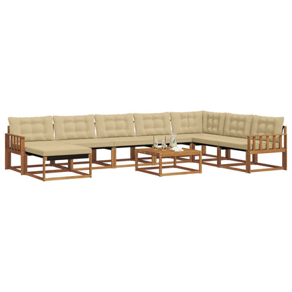 Set di divani da esterno con cuscino 9 pcs Naturale e Beige | homemem39