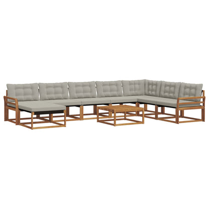 Set di divani da esterno 9 pcs Grigio Naturale e Chiaro | homemem39