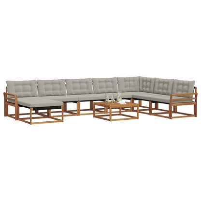 Set di divani da esterno 9 pcs Grigio Naturale e Chiaro