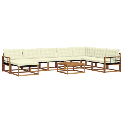 Set di divani da esterno con cuscino 9 pcs Naturale e Crema