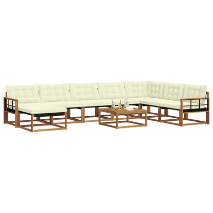 Set di divani da esterno con cuscino 9 pcs Naturale e Crema | homemem39