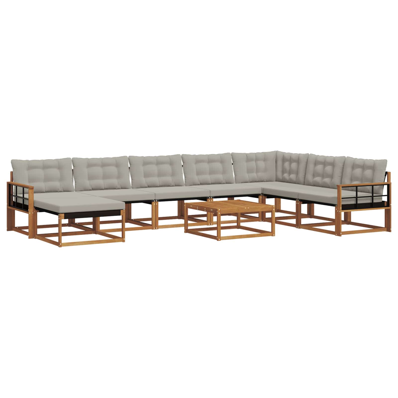 Set di divani da esterno 9 pcs Grigio Naturale e Chiaro | homemem39