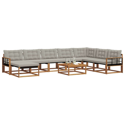 Set di divani da esterno 9 pcs Grigio Naturale e Chiaro | homemem39