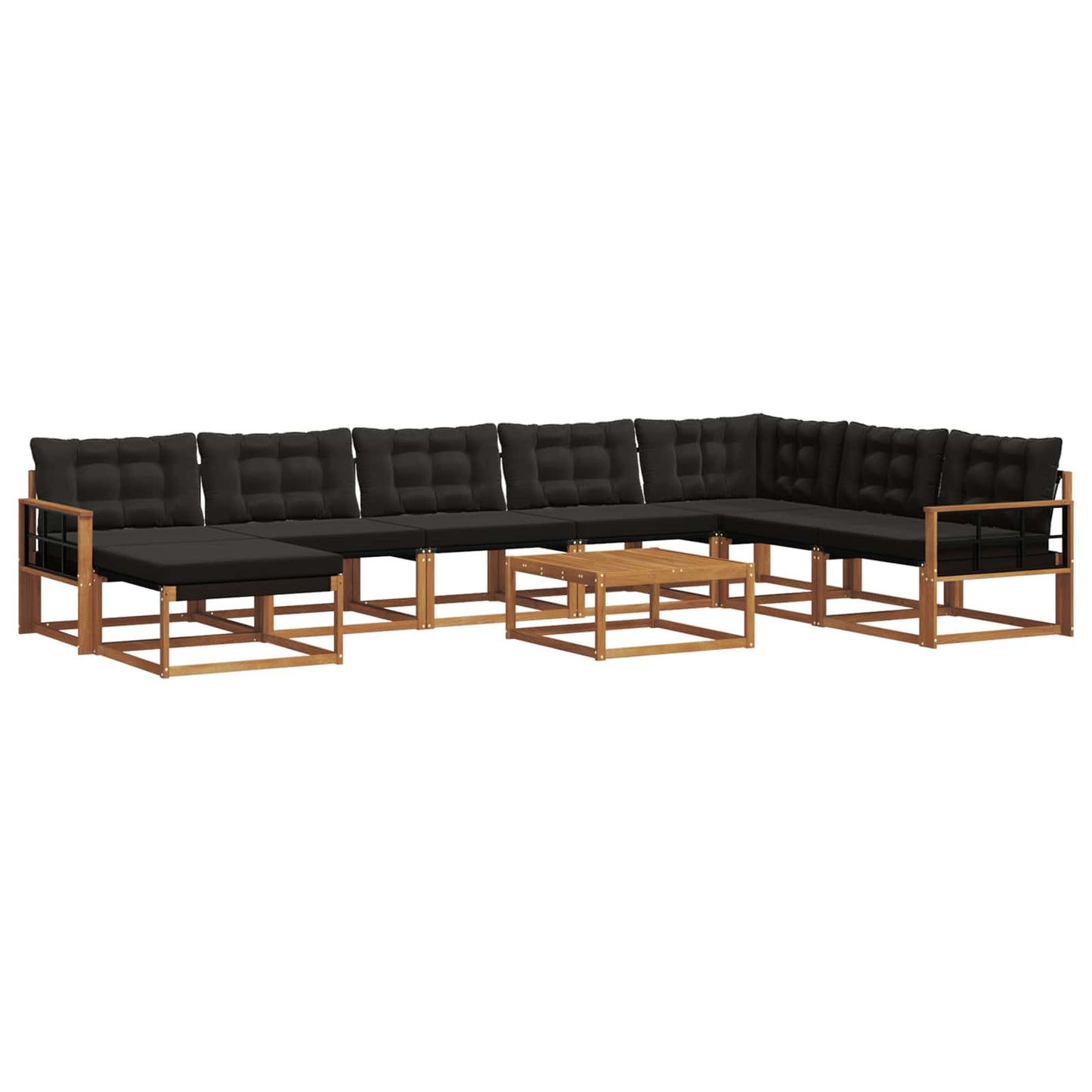 Set di divani da esterno con cuscino 9 pcs Naturale e Nero