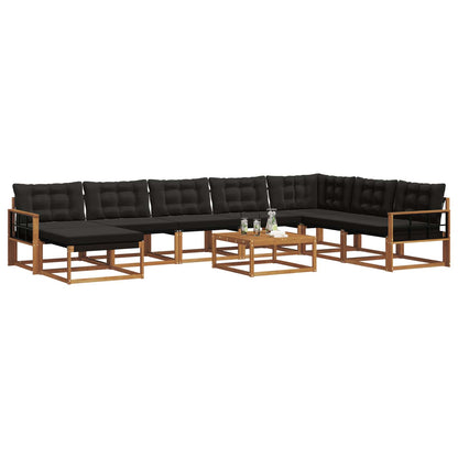 Set di divani da esterno con cuscino 9 pcs Naturale e Nero