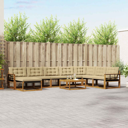 Set di divani da esterno con cuscino 9 pcs Naturale e Beige