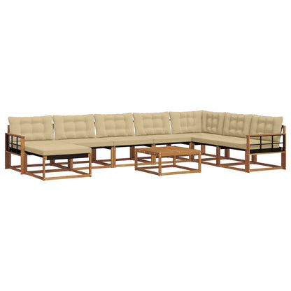 Set di divani da esterno con cuscino 9 pcs Naturale e Beige