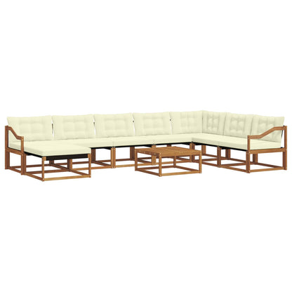 Set di divani da esterno con cuscino 9 pcs Naturale e Crema | homemem39